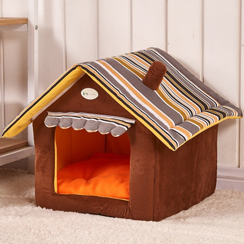 Soft Dog Cat Pet House Folding Indoor Dog House Triangle Roof Pet Bed - www.wowseastore.com